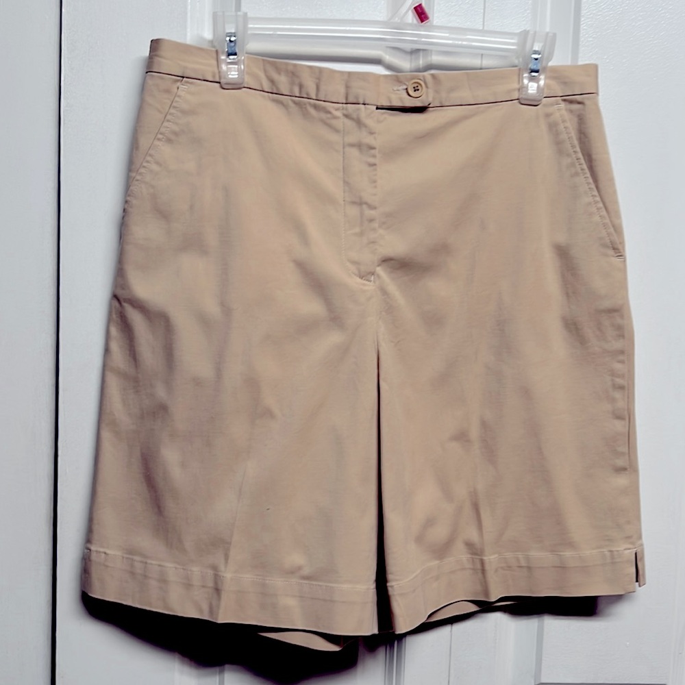 Faconnable Tan High Rise Cotton Stretch 4 Pocket Shorts Size 10
